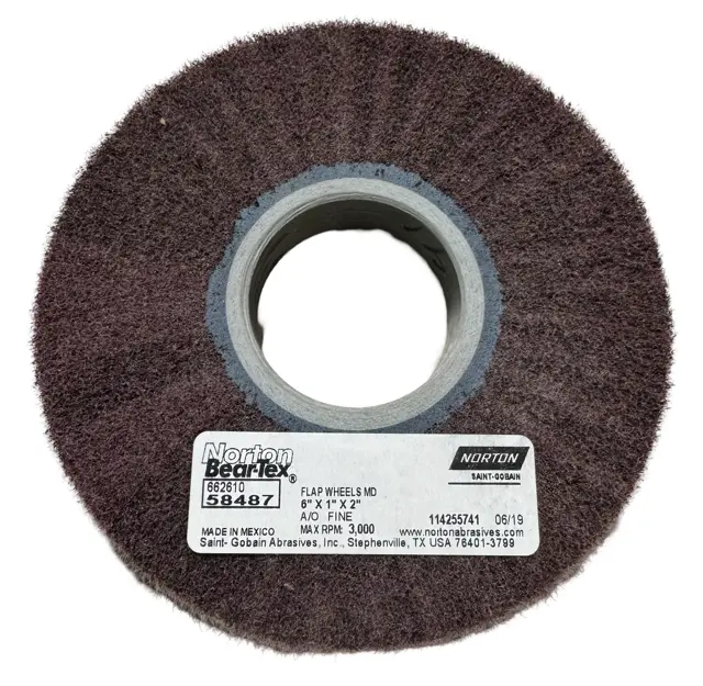 Norton Bear-Tex 6" x 1" x 2" Surface Conditioning Unmounted Flap Wheel 180 Grit AO