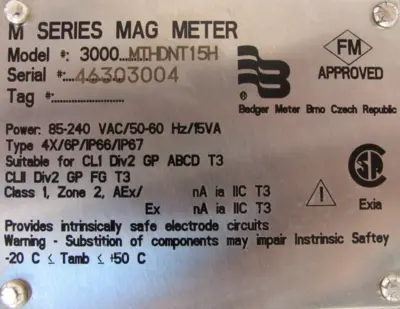 NEW MAG METER M3000 FLOW METER 3000-MTHDNT15H