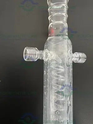 USED ACE GLASS 250MM SPIRALED COIL CONDENSER W/ 24/40 JOINTS #7 ACE-THRED CONNECTION