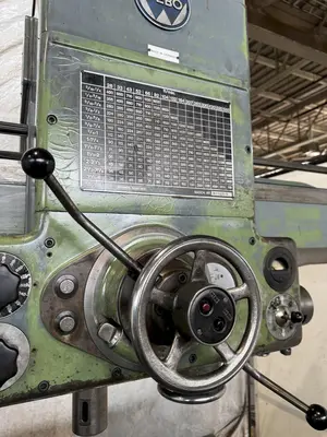 5' X 15" WEBO RADIAL ARM DRILL. STOCK # 0222126