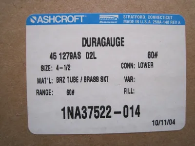 NEW ASHCROFT 45-1279AS-02L DURAGAUGE 451279AS02L