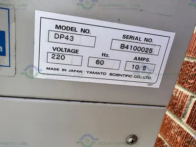 Used YAMATO DP43 LARGE CAPACITY VACUUM DRYING OVEN 3.2 CU.FT, 200C Lab Vacuum Ovens California US | Equipment Lab #1445896