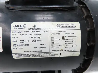 SPX P12C17S41K7XN11KH Hydraulic Power Unit 1Gal Tank 1GPM 2000 PSI 115/230V 1PH