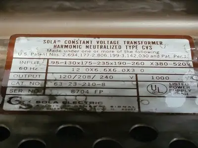 Used SOLA 63-23-210-8 Transformers British Columbia CA | Lenmark #265775