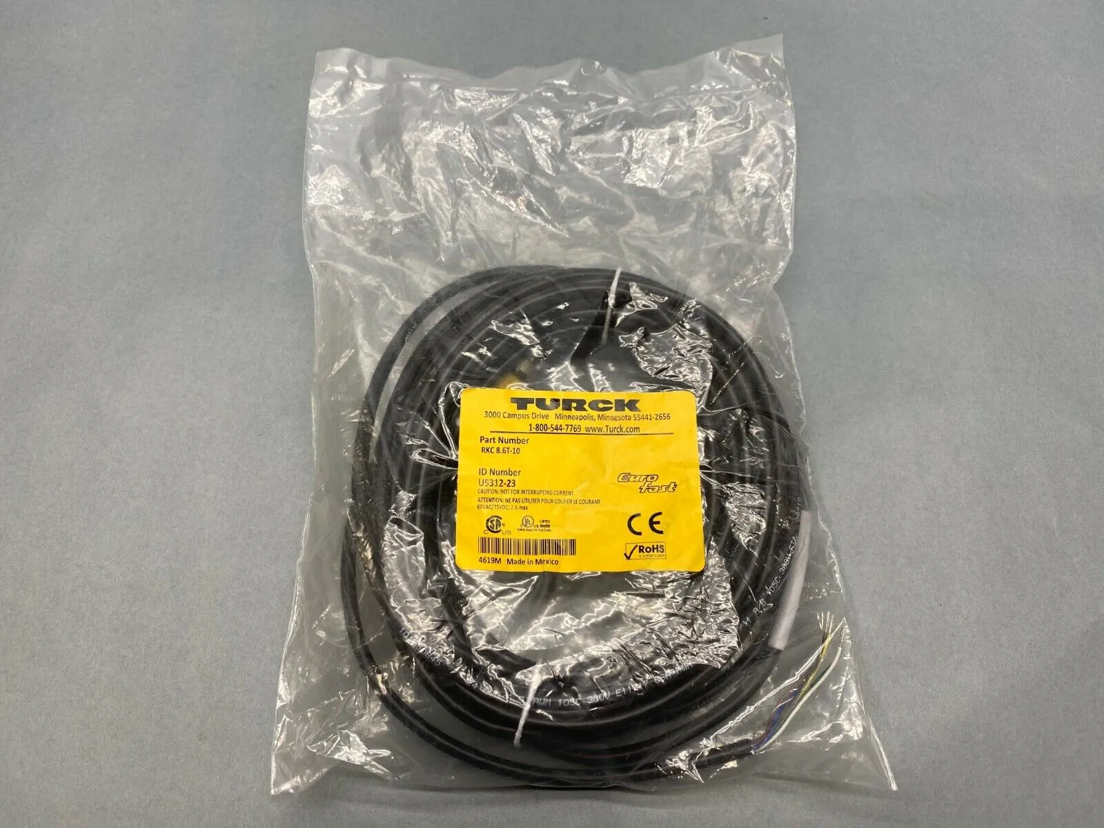 NEW TURCK EUROFAST CORDSET FEMALE M12 6 WIRE U5312-23