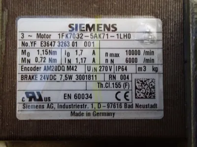 USED SIEMENS 1FK70325AK711LH0