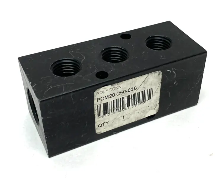 Used POLYCONN PNEUMATIC MANIFOLD 3-PORT 1/4” NPT OUT 3/8” NPT IN Valves/Fittings | Maverick Industrial Sales #1107670