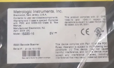 NEW METROLOGIC IS220-16/WN TECH 220 SCANNER IS22016WN