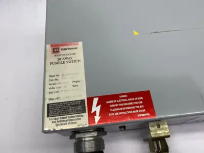 USED WESTINGHOUSE, CUTLER-HAMMER FUSIBLE BUSWAY SWITCH 3-WIRE 3-PHASE