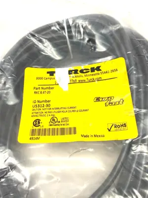 USED TURCK EUROFAST SINGLE ENDED CORDSET M12 8-PIN FEMALE