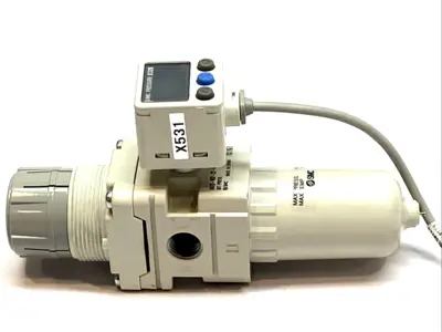 Used SMC Filter Regulator 1/4" NPT W/ ISE40A-N01-Y Digital Switch Air Pressure Regulators Michigan US | Maverick Industrial Sales #1395296