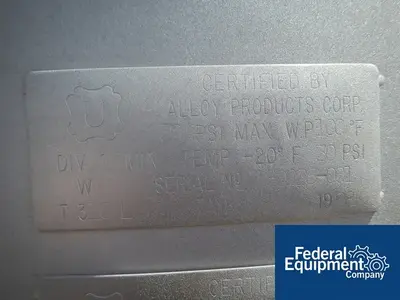 NEW Alloy Products 110 Gal Alloy Products Reciever, 316L S/S, 30/120#