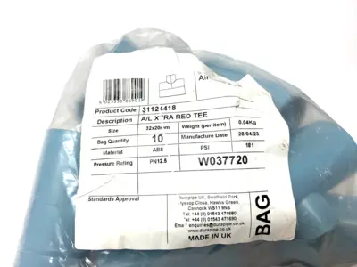 NEW DURAPIPE AIR-LINE XTRA SOCKET TEE FITTING 32 X 20MM BLUE