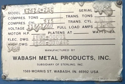 USED WABASH WABASH K2424-2AC PRESS