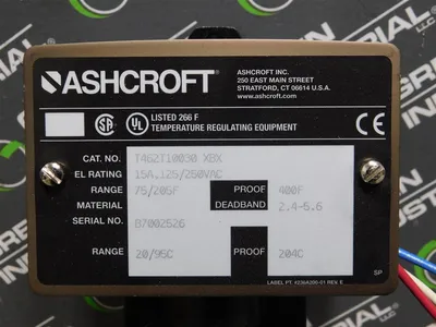 Ashcroft T462T10030 XBX Temperature Switch 15A 125/250VAC 75-250F Proof 400F New
