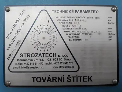 Used 2011 STROZATECH HL 1300 Hot Press CZ | Amaron s.r.o. #1065154