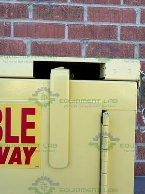 USED SECURALL 4 GALLON FLAMMABLE LIQUID STORAGE CABINET W/ SOFT CLOSE DOOR, SHELF