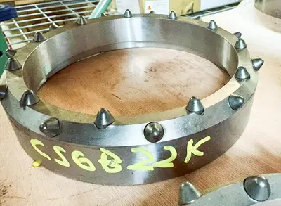 New | in-Stock AFTERMARKET 6" DUAL ROTARY SHOE – 22 BALLISTIC BUTTON ASSEMBLY Drilling Attachments Pennsylvania US | East West Machinery & Drilling #1418078