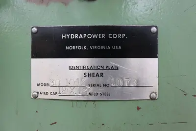 Used HYDRAPOWER S01012 Power Squaring Shears (Gauge) Georgia US | The Equipment Hub #383531
