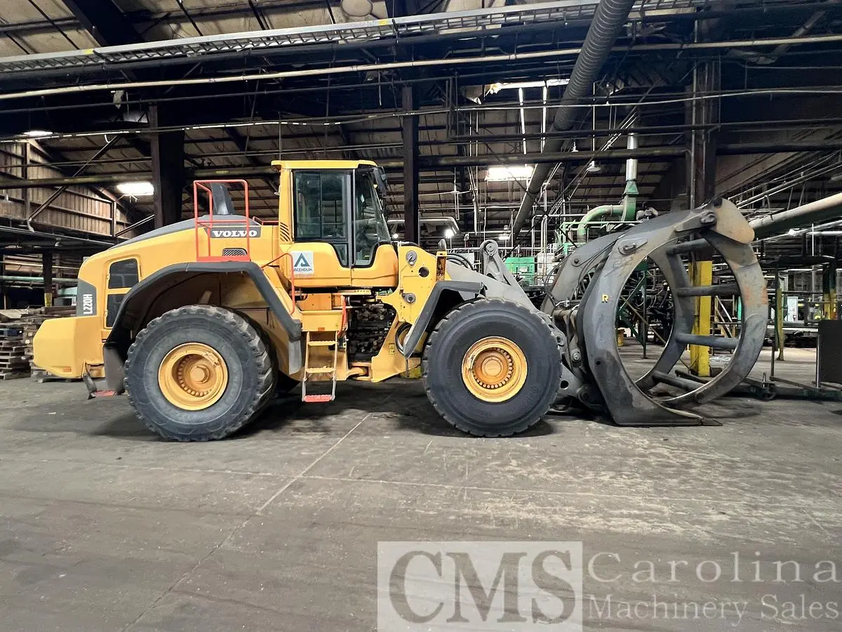 USED 2019 VOLVO L220H LOADER WITH LOG FORKS