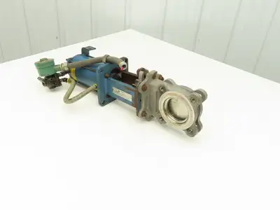 DeZurik KBD 3" 304 Stainless Knife Gate Valve w/Air Cylinder Actuator *Read*
