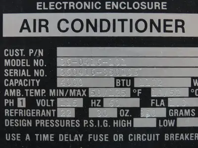 Mclean Midwest 36-0416-101 Electrical Enclosure Air Conditioner 4000 BTU 115V