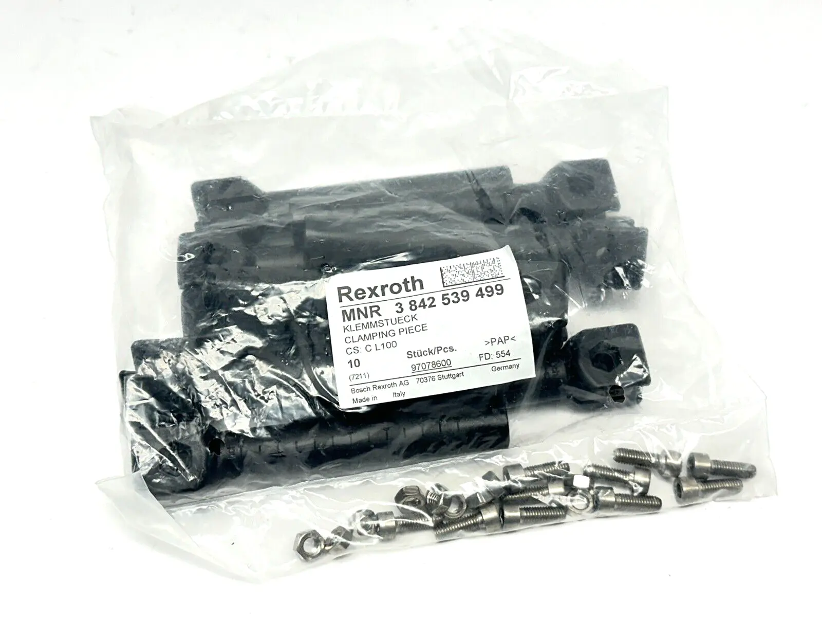 3 842 539 499 | Bosch Rexroth 3842539499 Clamping Piece C L100 PACK OF 10 - New