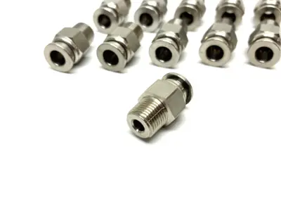 None | Stainless Steel Straight Snap-Connect Tube Fitting 6mm OD 1/8" Thread LOT OF 11 - New Other