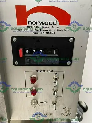 USED NORWOOD AK0-15 & L.I.S-404 HOT STAMPING IMPRINTER W/ STAMPING DIES