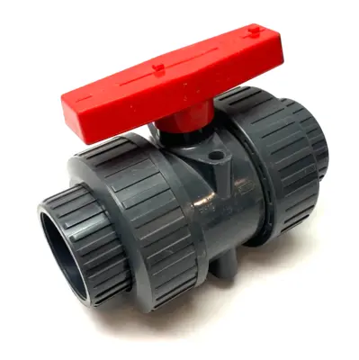 DN50 2" Double Union Ball Valve PVC-U, Teflon Seat, EPDM Seals - New Other