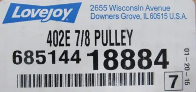 NEW LOVEJOY 68514418884 VARIABLE SPEED PULLEY 402E 7/8" BORE