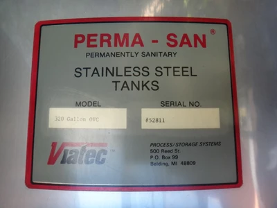 330 Gallon 304 Stainless Vertical Tank