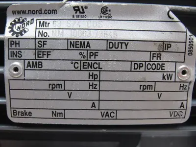 Nord 63S/4 0.16Hp 277/480V 60Hz 252RPM Output 14mm Shaft Right Hand Gear Motor