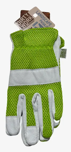 Dirty Work Pigskin Leather Women Gardneing Gloves, 3D Mesh Breathable Size Medium