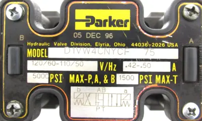 USED PARKER D1VW4CNYCF-75 SOLENOID VALVE D31VW6C4NYCF-75