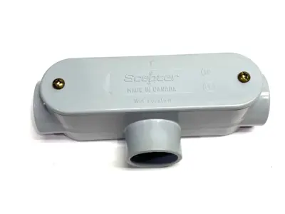USED SCEPTER PVC CONDUIT BODY BODY T-STYLE LINE LEFT REMOVABLE COVER 1"