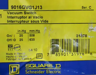 NEW SQUARE D 9016GVG1J13 VACUUM SWITCH