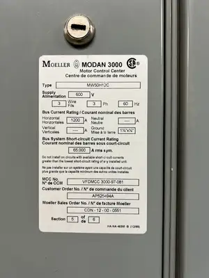 Modan 3000 VFD MCC, 600V, 3-Ph, 1200A, 6 Sections