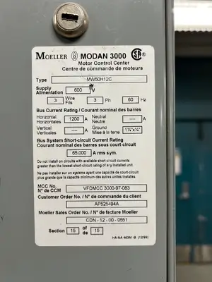 Modan 3000 VFD MCC, 600V, 3-Ph, 1200A, 15 Sections