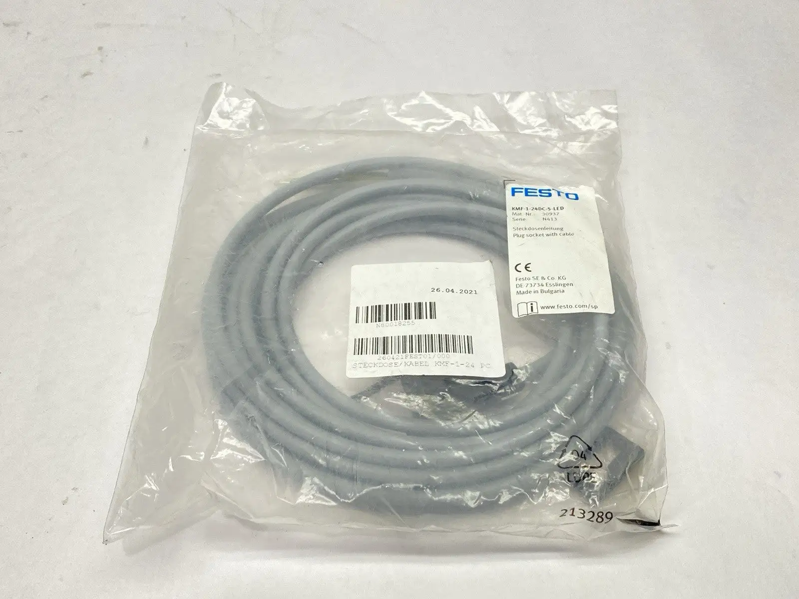 KMF-1-24DC-5-LED, 30937 | Festo KMF-1-24DC-5-LED Plug Socket With Cable 5m 30937 - New