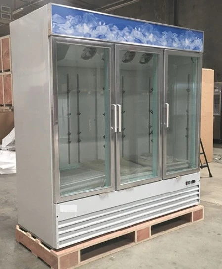 171-0103 78” Glass 3 Door Self Contained Reach In Cooler