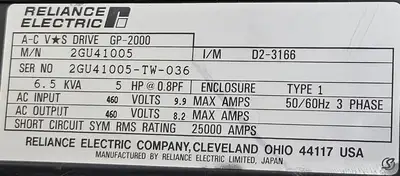 Reliance Electric 2GU41005-TW-036 Drive GP-2000 (BIN554)