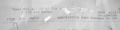 NEW PARKER LP 4" C61356 DIAGRAM ASSEMBLY SEAL KIT