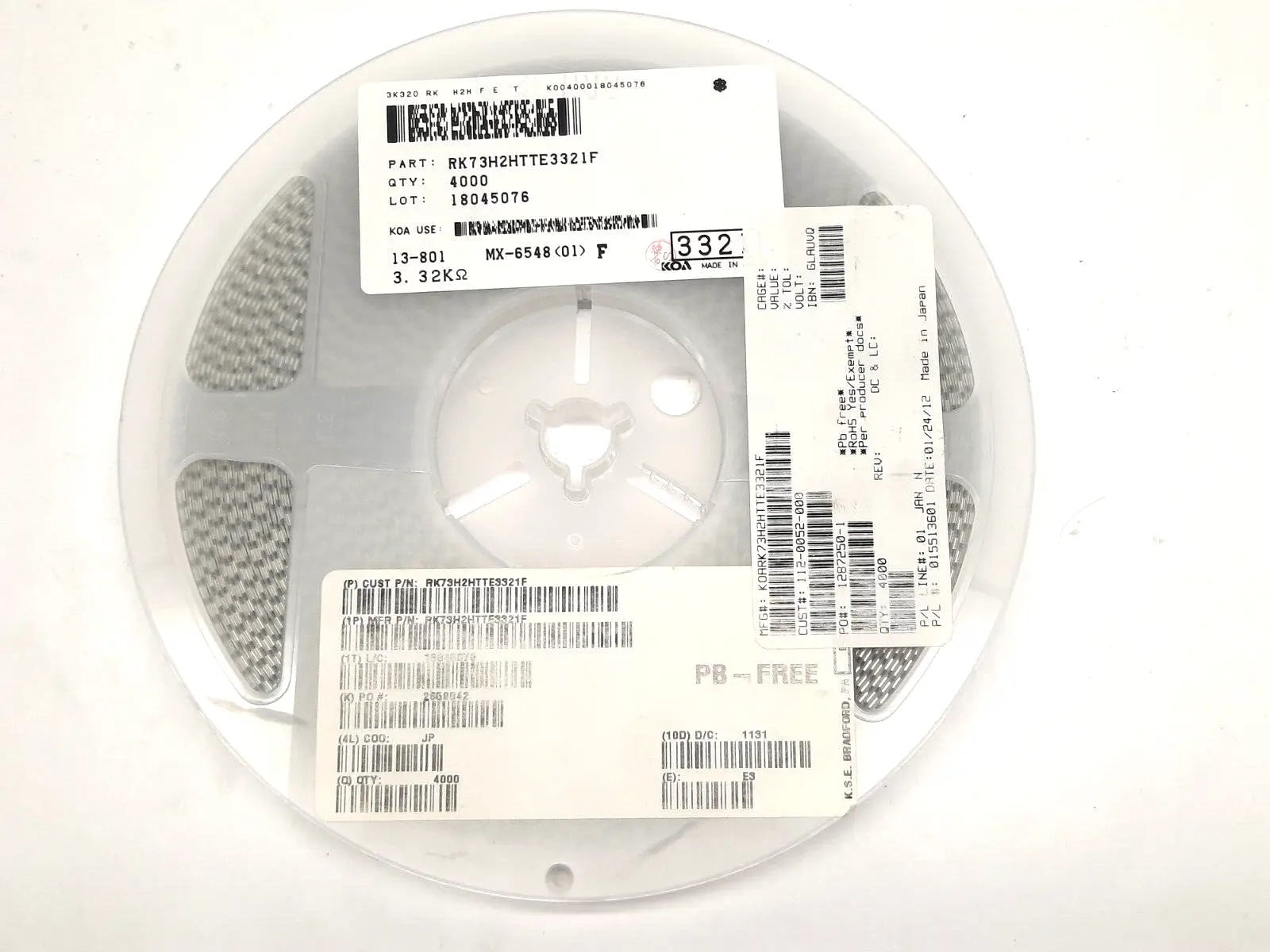 RK73H2HTTE3321F | KOA  Chip Resistor ROLL OF 4000 - New
