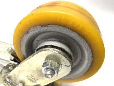USED BLICKLE SWIVEL CASTER W/ TOP PLATE & BRAKE 125MM WHEEL DIA. X 50MM WIDTH