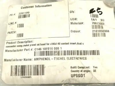 New | in-Stock Amphenol C146 10F016 000 1,C14610F0160001,C146-10F016-000-1 Connector Accessories Michigan US | Maverick Industrial Sales #1394691
