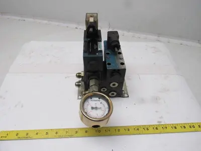Rexroth 4WE6D60 4/2 Single Solenoid Regulated Valve Bank Manifold 110V Coil