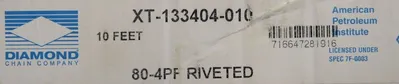 NEW DIAMOND CHAIN XT-133404-010 CHAIN 80-4PF RIVETED XT133404010