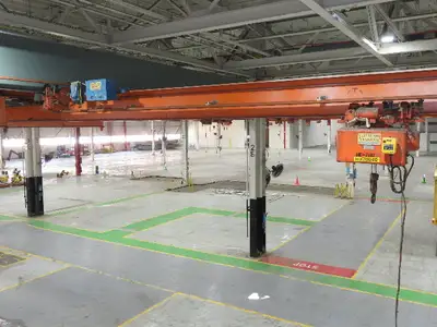 Cleveland Tramrail P&H 2 Ton Single Girder Underhung Bridge Crane 45' 10" Span
