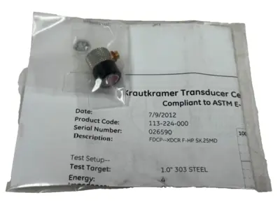 NEW GE INSPECTION 113-224-000 ULTRASONIC TRANSDUCER FDCP–XDCR F-HP 5X.25MD
